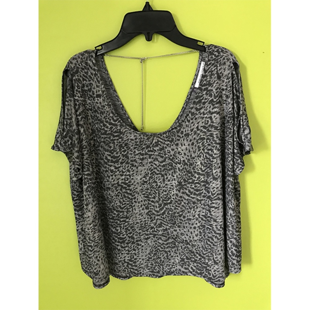 Jennifer Lopez Chain U Neck Animal Print Top L